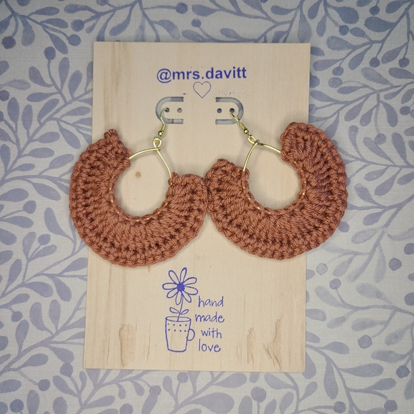 VENICE crochet fan dangle hook earrings boho - Picture 8 of 10